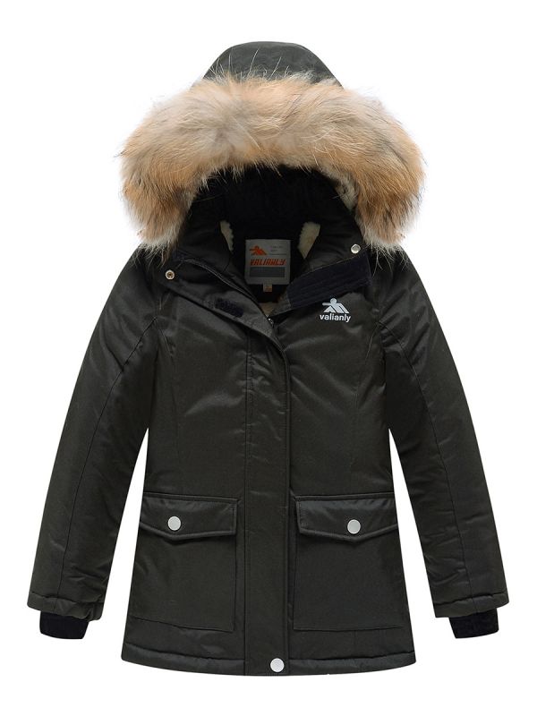 Winter Valianly teenage parka for girls khaki 9236Kh